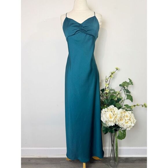 Anthropologie Dresses & Skirts - 🖤🔥 Favorite Daughter The Envy Emerald Satin Slip Dress Larger NWT Anthropologie